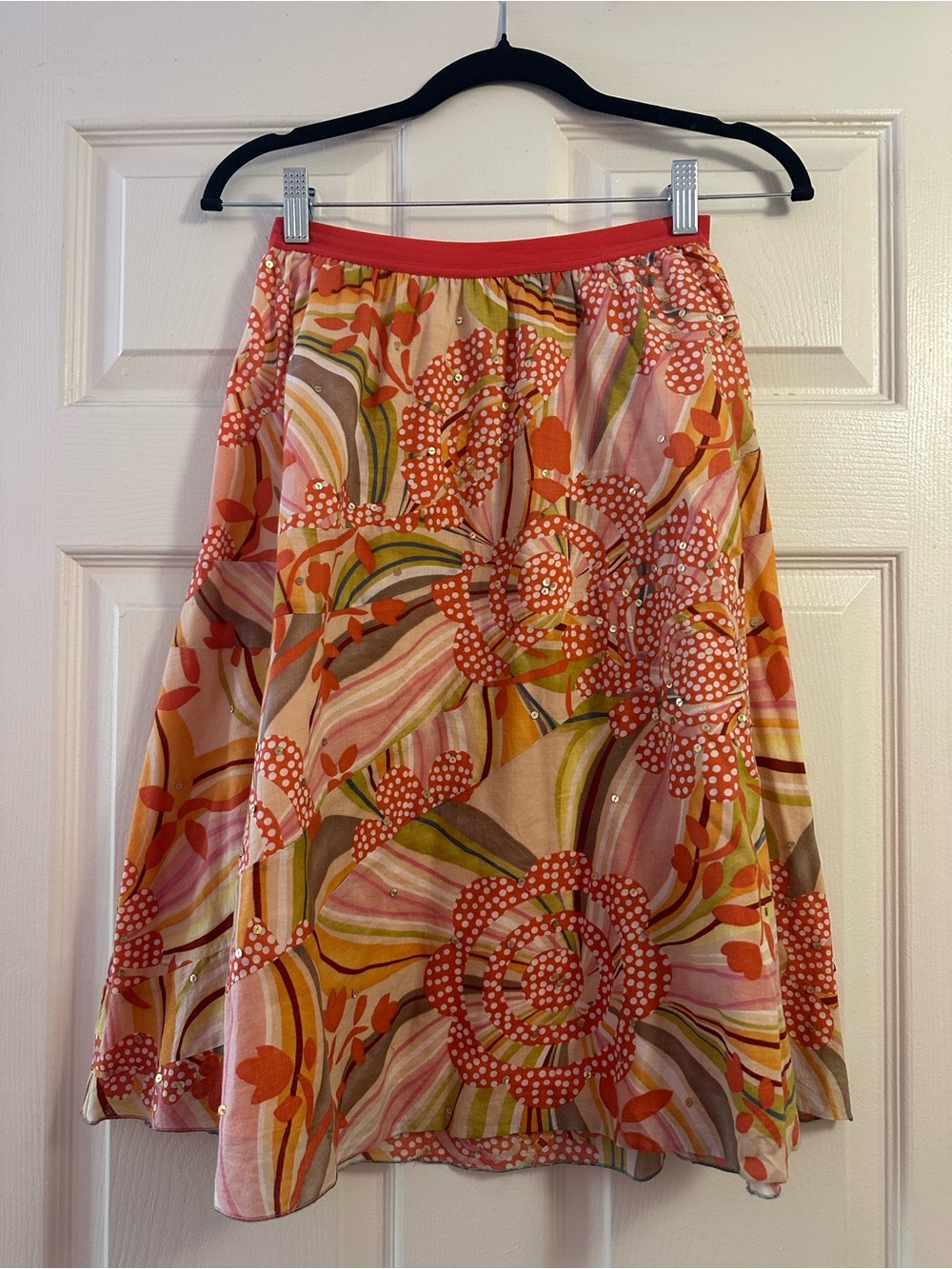 Anthropologie Kimchi & Blue Woman’s Floral A-Line Skirt - Pink & Orange